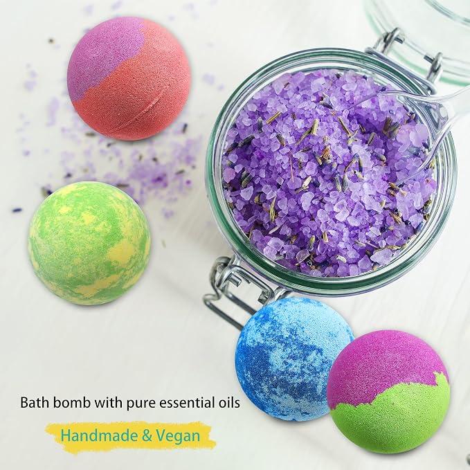 Best Best Bath Bomb Gift Set for Women - 50 Individually Wrapped Bath Bomb Bulk -Organic Moisturizing Bath Balls for Women Men & Kids. Party Favors for Adults & Teens. Sulfate Free Bathbombs!