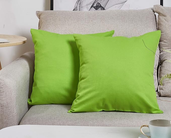 TangDepot 100% Cotton Solid Throw Pillow Cover 26x26 Apple Green | 100% cotton, same-color zip, machine wash & air dry. For living room, bedroom, office, car. 42 colors, 386 sizes. Cover only.
