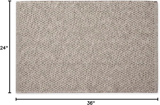 DII Woven Recycled Yarn Rag Rug Collection Miniature Diamonds, 2x3', Leather Brown