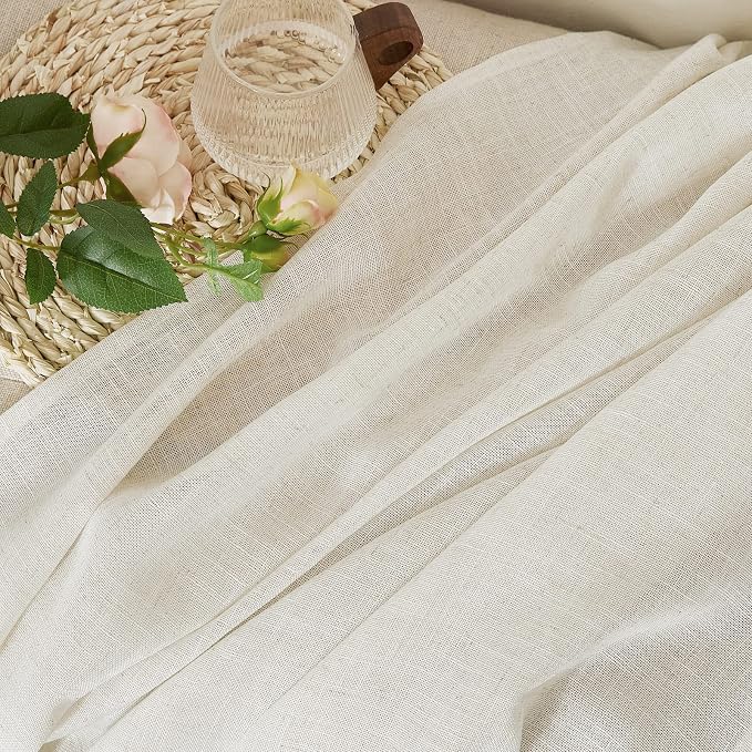 NICETOWN Flax Linen Doorway Curtains 78 inch Long, Rod Pocket & Back Tab Semi Sheer Vertical Drapes Privacy Added with Light Filtering for Bedroom/Living Room, W52 x L78, 2 Pieces