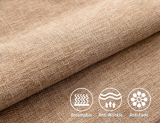 Stellhome Linen Throw Pillow Covers Square Solid Farmhouse Burlap Cushion Covers for Bed Couch Sofa Bench, 16 x 16 inch (40 cm), Natural Linen, Set of 2