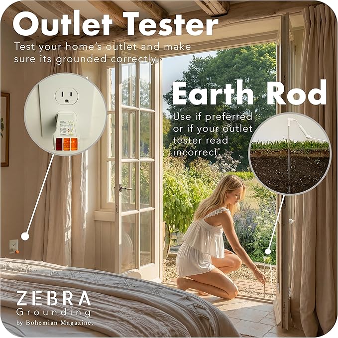 Zebra Grounding Sheets Queen Size - 2X Stronger - GOTS Organic Cotton - 16.5" Deep Pocket - Tester & Safety Resistor - Queen Size Grounding Sheets for Bed - Grounded Sheets - Grounding Bed Sheets