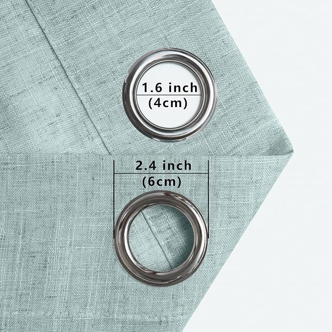 Seafoam Sea Green Curtains 72 Inch Length for Bedroom 2 Panel Set Grommet Window Sheer Semi Blackout Linen Curtains for Living Room