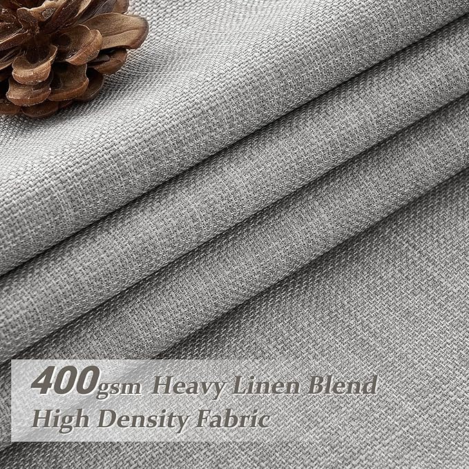 Pinch Pleated Light Grey 108 Inch Large Curtains for Patio Sliding Glass Doors, Extra Long Memory Trained Blackout Double Layer Thick Linen Insulated Sound Dampening Modern Windows Drapes Panels of 2