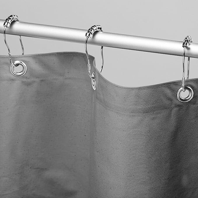 Organic Cotton Shower Curtain Liner - Breathable Standard Bathtub Shower Curtain - A Stylish Quality Bathroom Drape for Master Bath Tubs, Guest Bathrooms and Dorms - Made in USA - 70"x74", Gray