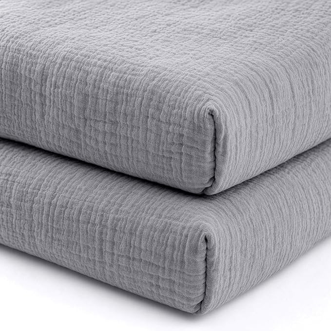 Newton Baby Deluxe Crib Sheet – Ultra-Soft Breathable Organic Cotton Fitted Crib Sheet | Thicker & Softer Design | Machine Washable Baby Bedding | Evening Gray