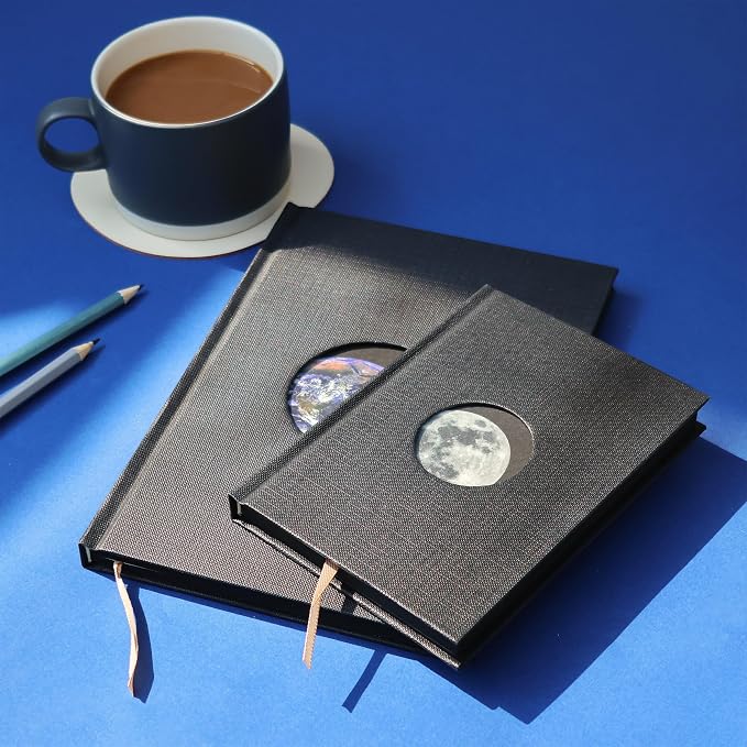 Suck UK Moon Notebook - A6 Notebooks - Hardback Journal - Pocket Notebook - Journals For Women - Recycled Paper - Blank Notebook - Moon Cut Out Cover - Grid Lined Pages Notepad - Space Themed