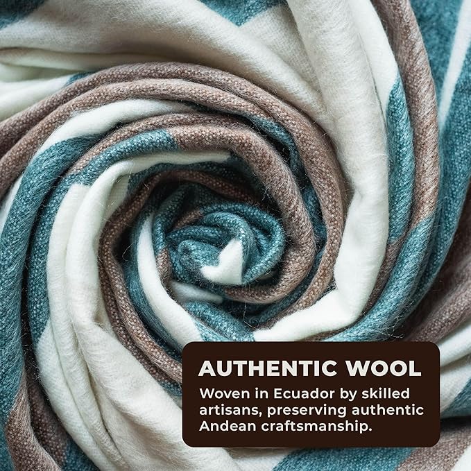 Alpaca Wool Throw Blanket | Ultra Soft, Lightweight, Warm, Breathable, Non-Itchy | Classic, Elegant-Minimalist Design for Bed, Couch, Travel, or Gift | 64" L x 45" W (Earth Tones)