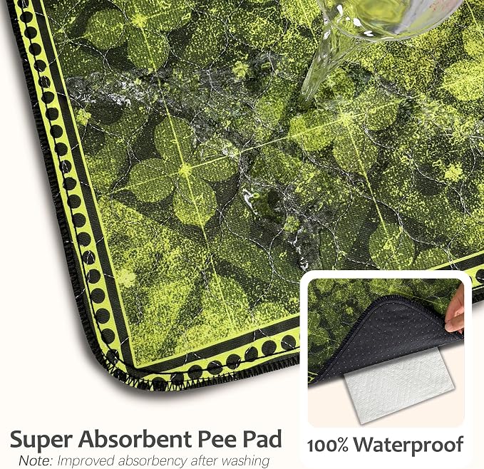 Washable Pee Pads for Dogs, Reusable Puppy Potty Training Pads, Ultra-Absorbent Thick Waterproof Leak-Proof Non-Slip Pads & Mat for Crate, Playpen, Floor, Whelping & Housebreaking , 2 Pack 36"x72"
