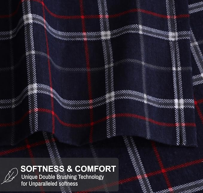 RUVANTI Flannel Sheets King Size - 100% Cotton Double Brushed King Size Sheets Set - Deep Pockets 16 Inches Bed Sheets - All Seasons Breathable & Extra Soft - Warm & Cozy, 4 Piece, Yankees Blue