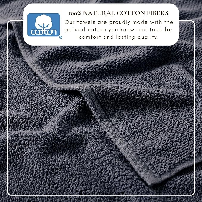 Great Bay Home 100% Cotton 6 Piece Bath Sheet Set - Absorbent, Quick-Drying, Durable Bath Towels for Bathroom Decor - Low-Twist, Two-Ply Fibers (Stone Blue)