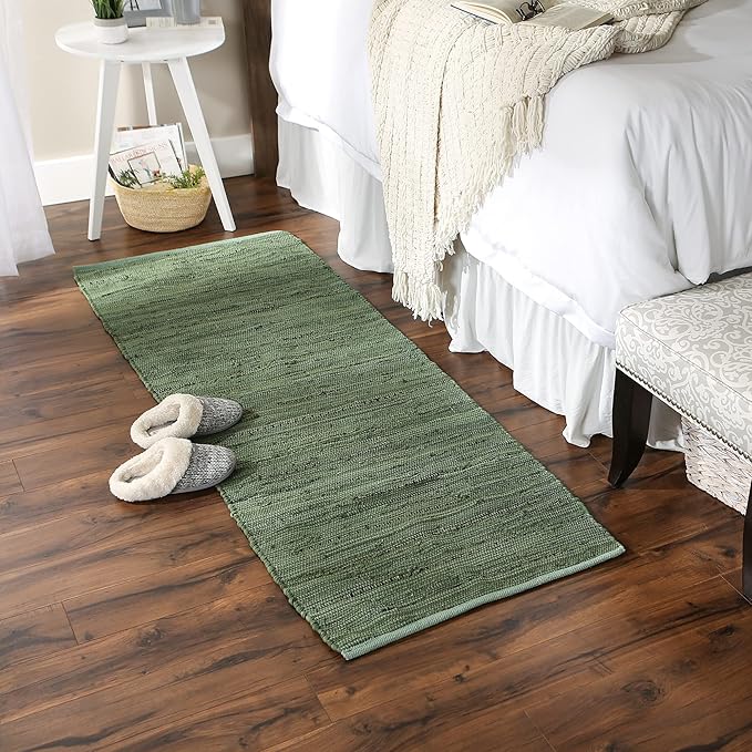 DII Chindi Home Collection Handwoven Multicolor Area Rag Rug, Runner, 2' 3" x 6', Olive Green