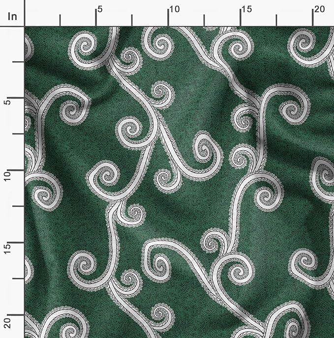 Soimoi African Print - Green, Pure Silk Fabric - 42 Inch Wide, 1 Yard, Lightweight Material, Perfect for Elegant Dresses, Sarees, Scarves, Evening Wear