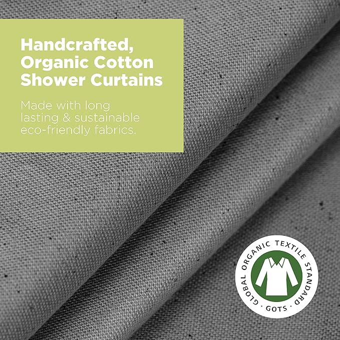 Organic Cotton Shower Curtain Liner - Breathable Standard Bathtub Shower Curtain - A Stylish Quality Bathroom Drape for Master Bath Tubs, Guest Bathrooms and Dorms - Made in USA - 70"x74", Gray