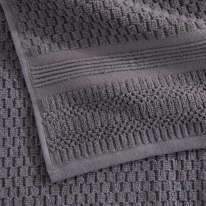 Market & Place 100% Cotton Waffle Weave 6 Piece Towel Set – Soft, Quick-Dry Bath, Hand & Washcloth Towels – Lightweight, Textured Bathroom Set – Charcoal | Zoey Collection