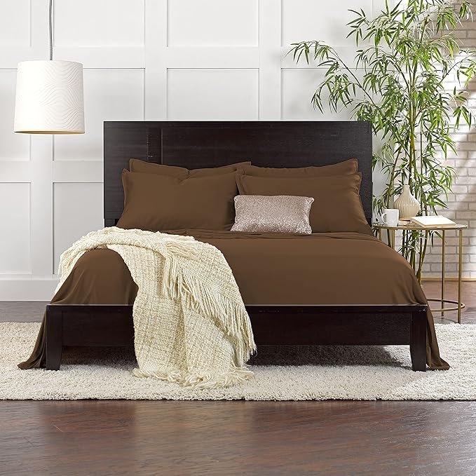 King Pillowcases by Pure Bamboo, Genuine 100% Organic Viscose Derived from Bamboo, Luxuriously Soft & Cooling, Double Stitching, Envelope Closure (2 King Pillowcases, Coconut Husk)