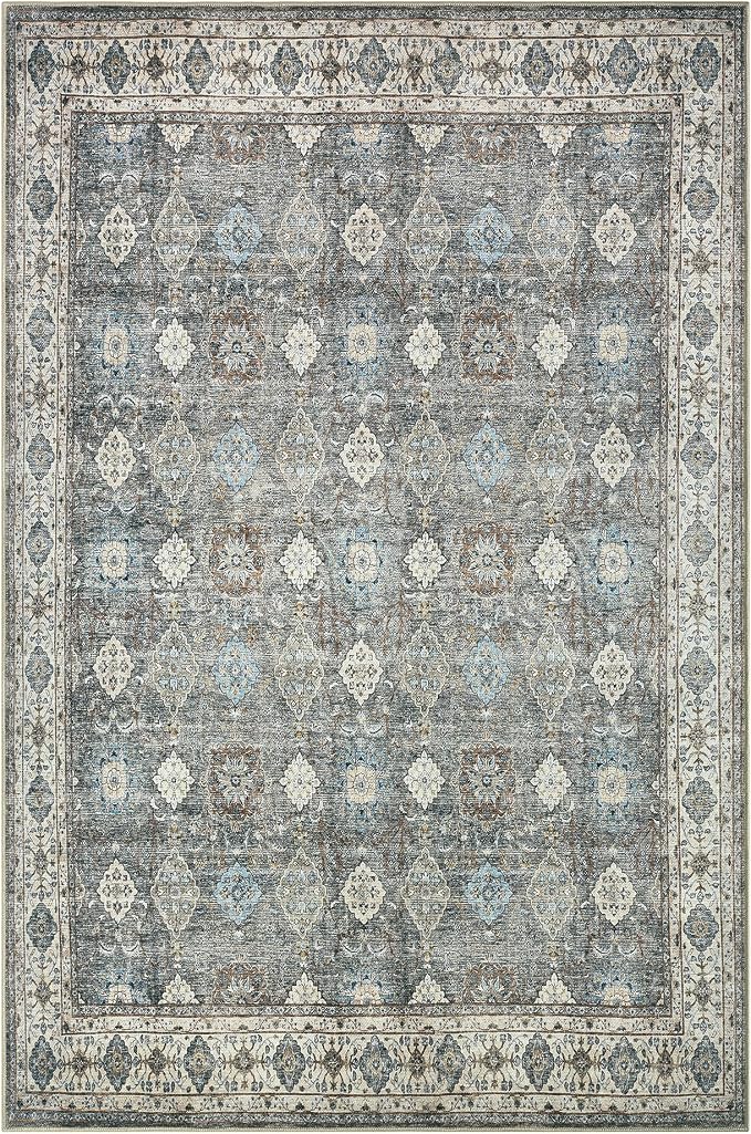 Keen Home Design 8x10 Rug - Machine Washable Area Rug with Non-Slip Backing, Ideal for Living Room, Dining Room, Bedroom - Vintage, Easy Clean, Durable, Low Pile Rug - (8' x 10')