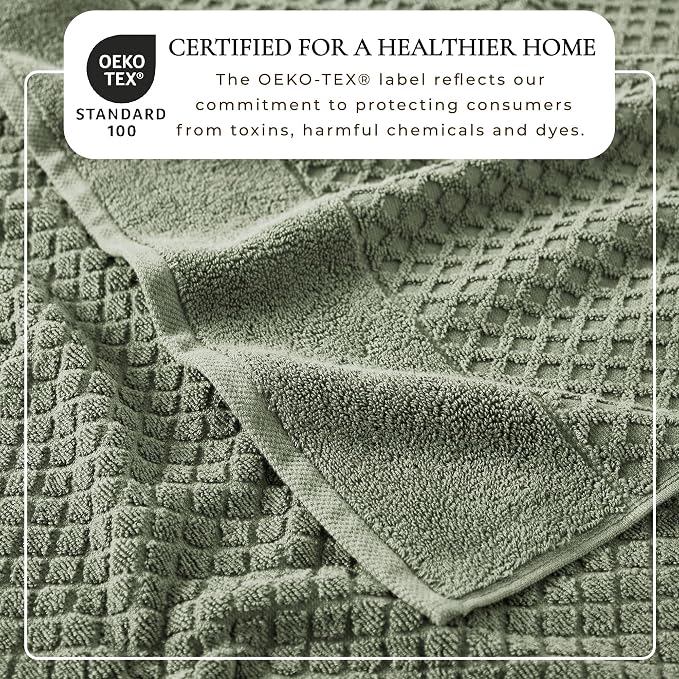 Great Bay Home Bath Towels - 100% Cotton 4 Pack 54x27 Bath Towel Set - Absorbent, Durable, Quick-Dry Towels for Bathroom (Eucalyptus)