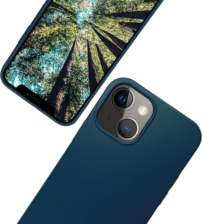 eplanita Eco Mobile Phone Case Compatible with iPhone 15 Plus, Plant Fiber, Drop Protection Cover, Durable and Sustainable (for iPhone 15 Plus, Dark Blue)