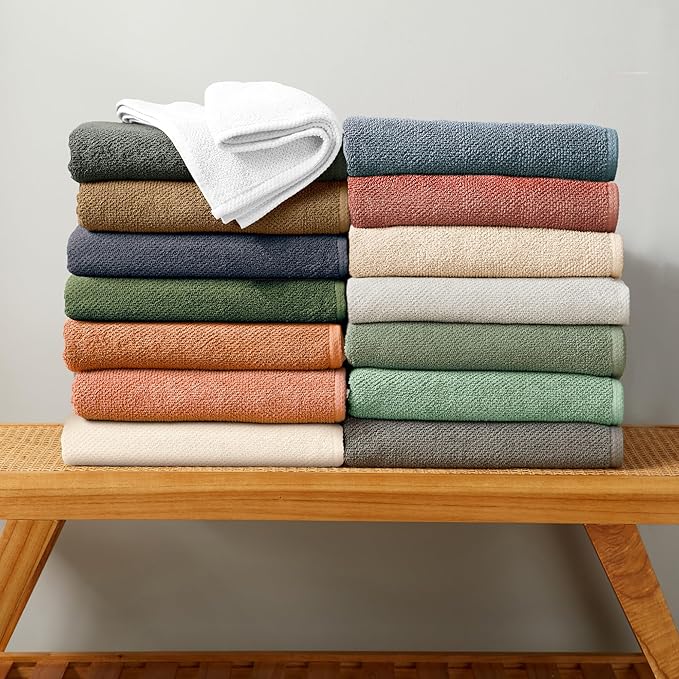 Great Bay Home 100% Cotton 6 Pack 26x16 Hand Towel Set - Absorbent, Quick-Drying, Durable Towels for Bathroom Decor - Low-Twist, Two-Ply Fibers (Taupe)