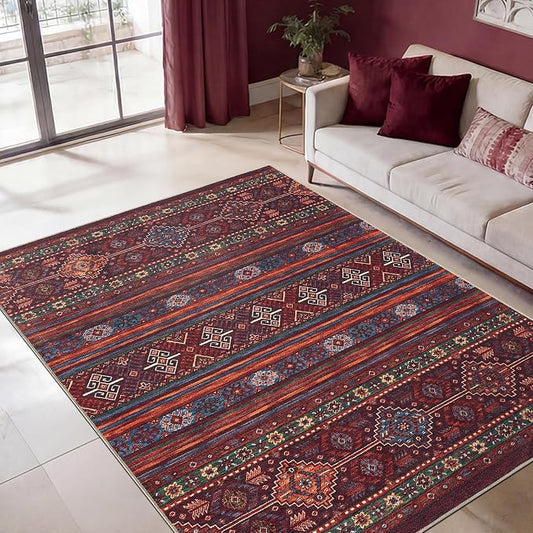 Keen Home Design 48"x72" Rug - Machine Washable Area Rug with Non-Slip Backing, Ideal for Living Room, Dining Room, Bedroom - Vintage, Easy Clean, Durable, Low Pile Rug - (4' x 6')