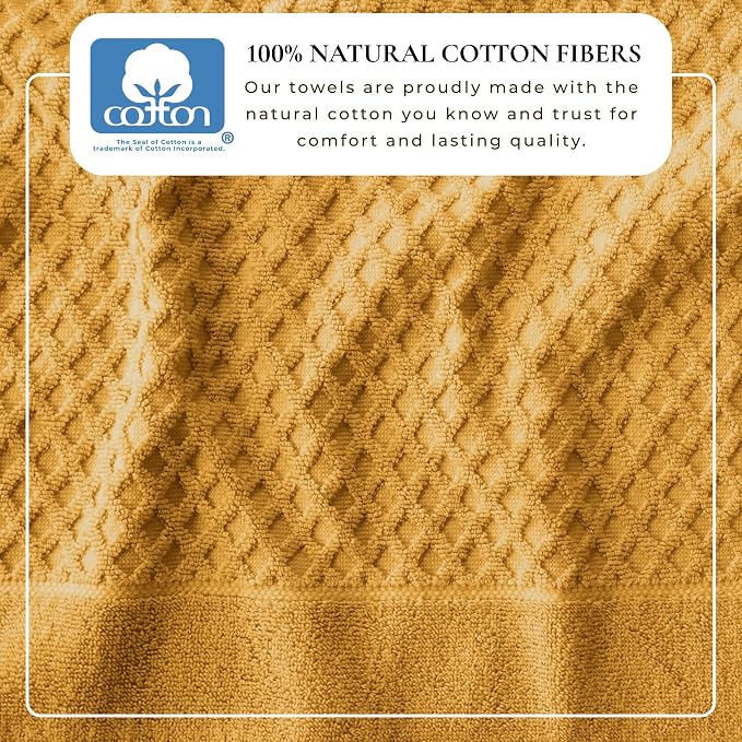 Great Bay Home Hand Towels - 100% Cotton 6 Pack 26x16 Hand Towel Set - Absorbent, Durable, Quick-Dry Towels for Bathroom (Marigold)