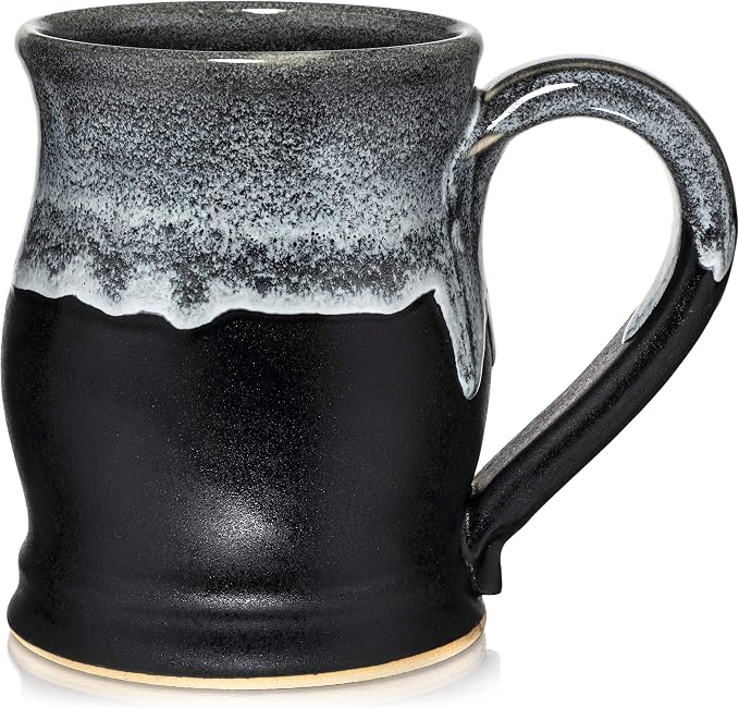 20oz Barrel Coffee Mug Handmade in the USA (Satin Black/White)