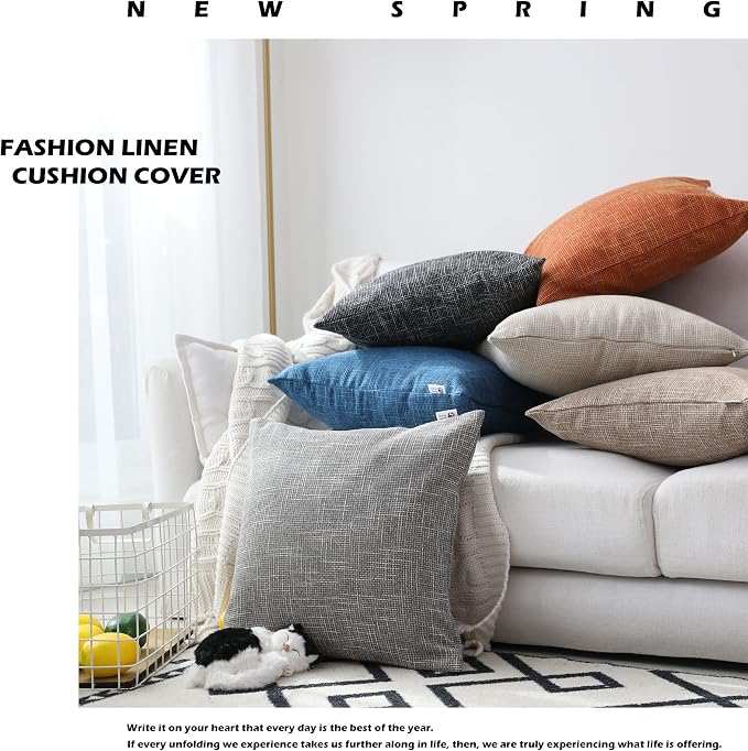 Kevin Textile Decorative Linen Throw Pillow Covers Cushion Case New 2 Tone Star Boho Farmhouse Pillowcases Decorative Cushion Covers for Couch Bed Sofa(26 x 26 Inch,Grey) Set of 2
