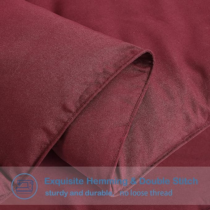 EASELAND California King Down Alternative Comforter - Quilted Duvet Insert for All Seasons, Soft Lightweight with Corner Tabs, Summer Winter Warm Bedding, Burgundy 96x104 Inches