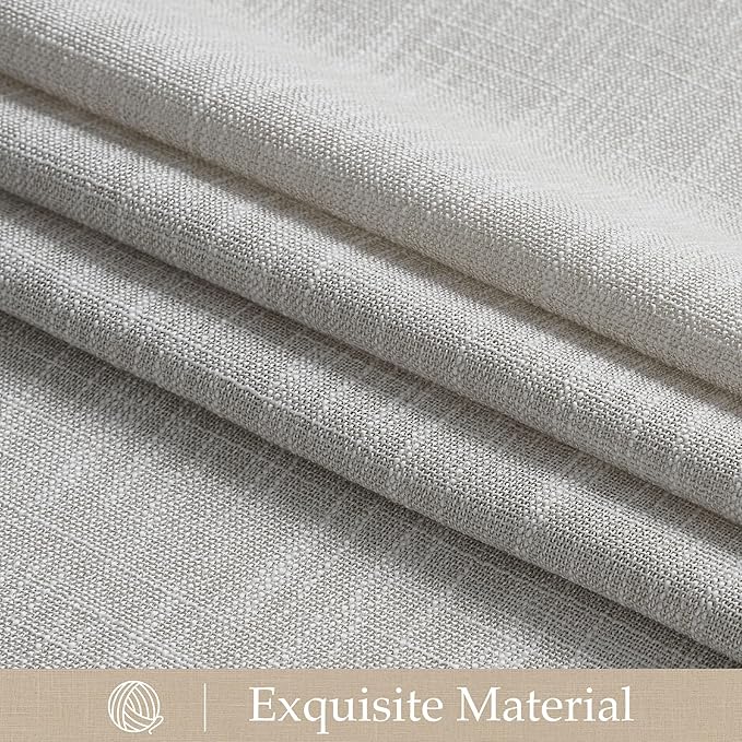 NICETOWN Linen Curtains for Living Room/Bedroom 84 inch Long 2 Panels Set, Seedpearl 55" Wide Thick Farmhouse Faux Linen Blend Privacy Window Drapes Rod Pocket & Back Tab with Light Filtering