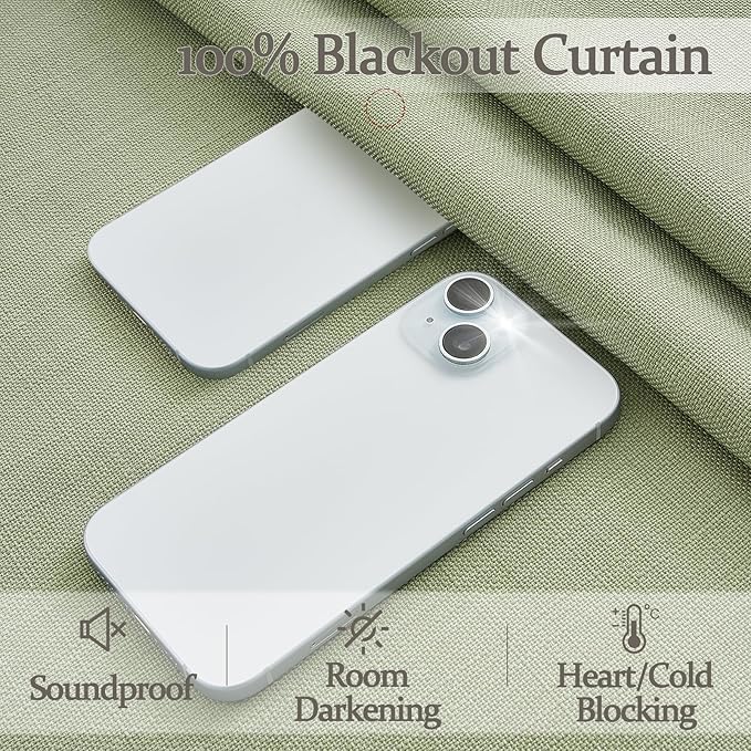 Thick Linen Two Layer Blackout 86 Inch Room Divider Curtains 2 Panels Set, Sage Green Memory Trained Pinch Pleated Insulated Sound Dampening Cottage Core Nursery Windows Curtain & Drapes with Back Tab