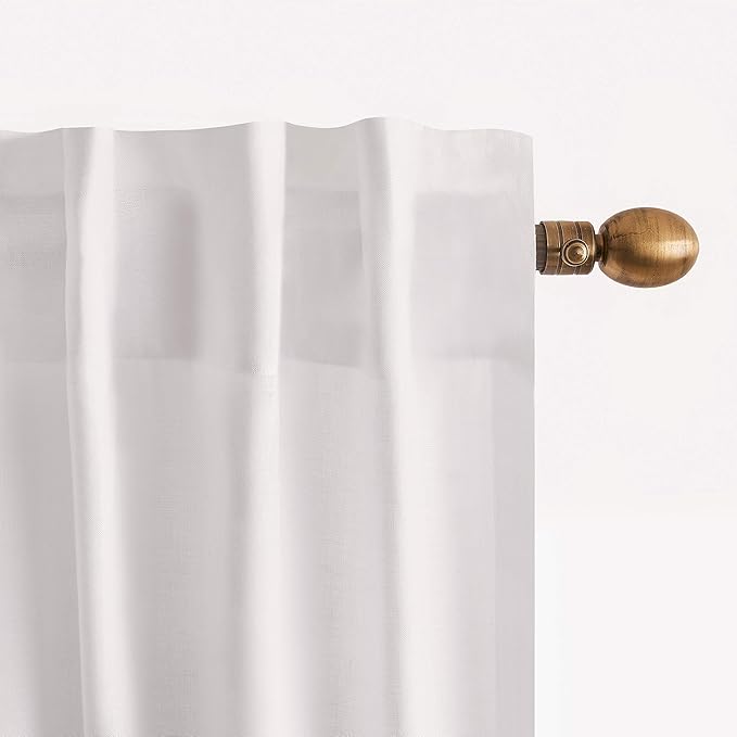 D'Moksha Homes White Hemp Curtain 108 Inches Long - 52 x 108 Inch 1 Panel Light Filtering Rod Pocket Curtain with Back Tab Hang - 100% Pure Hemp Linen Window Treatment for Living Room, Bedroom