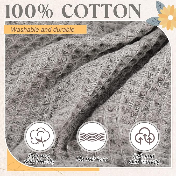 SmoothNovelty 4 Pack 100% Cotton Waffle Bath Towels 28 x 55 Inch Oversize Waffle Weave Towel Quick Dry Absorbent Soft Lightweight Blanket for Bathroom Shower Spa Yoga Beach Pool Travel, Gray