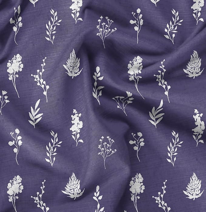Soimoi Lightweight Cotton Voile Fabric, Purple - Floral Print, Unstitched Material - 42 Inch Width, Ideal for Making Summer Dresses, Blouses, Lingerie, Sheer Curtains, Garment Linings, 1 Yard