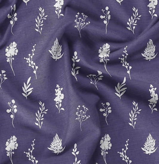 Soimoi Heavyweight Cotton Poplin Fabric Material, Purple - Floral Printed-42 Inch Width, Natural Cotton Material for Quilt Making, Dresses, Skirts, Pajamas, Pillowcases, Tablecloths, Kurtis, 1 Yard