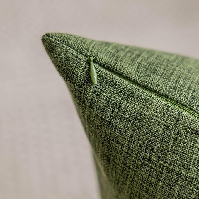 Home Brilliant Rectangle Pillow Covers 12x20 Inch Lined Linen Farmhouse Throw Pillow Covers for Living Room Patio Furniture Decor, 12 x 20 Inch, Set of 2, Green