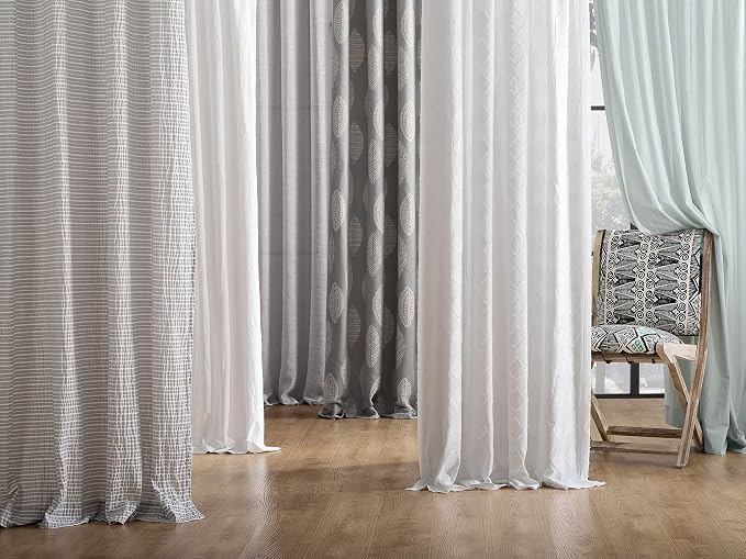 Archaeo Washed Cotton Twist Tab Curtain, 52" x 108", White