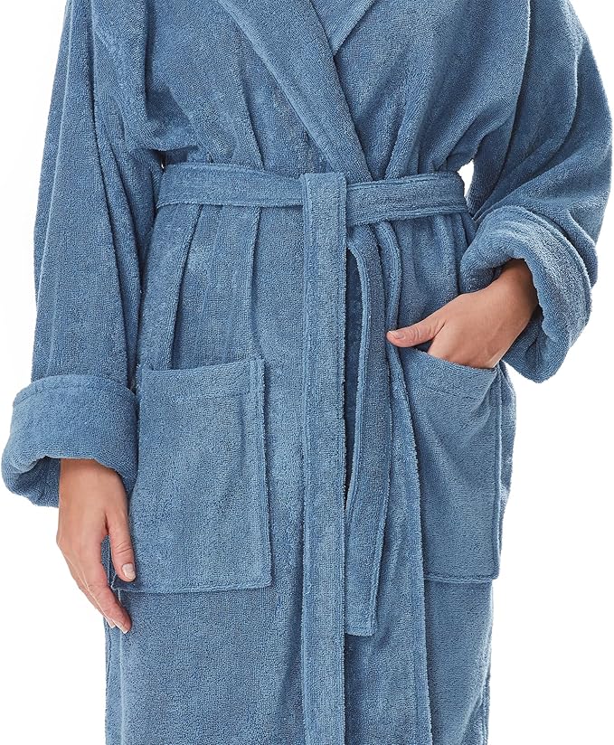 Arus Women's GOTS Certified Organic Cotton Hooded Full Length Turkish Bathrobe