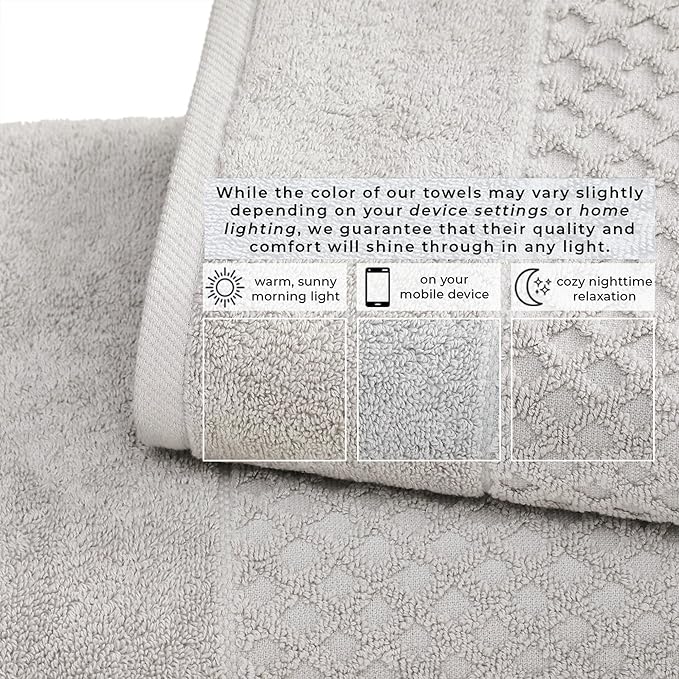 Great Bay Home Oversized Bath Sheets - 100% Cotton 2 Pack 68x35 Extra Large Towel - Absorbent, Durable, Quick-Dry Towels for Bathroom (Light Grey)