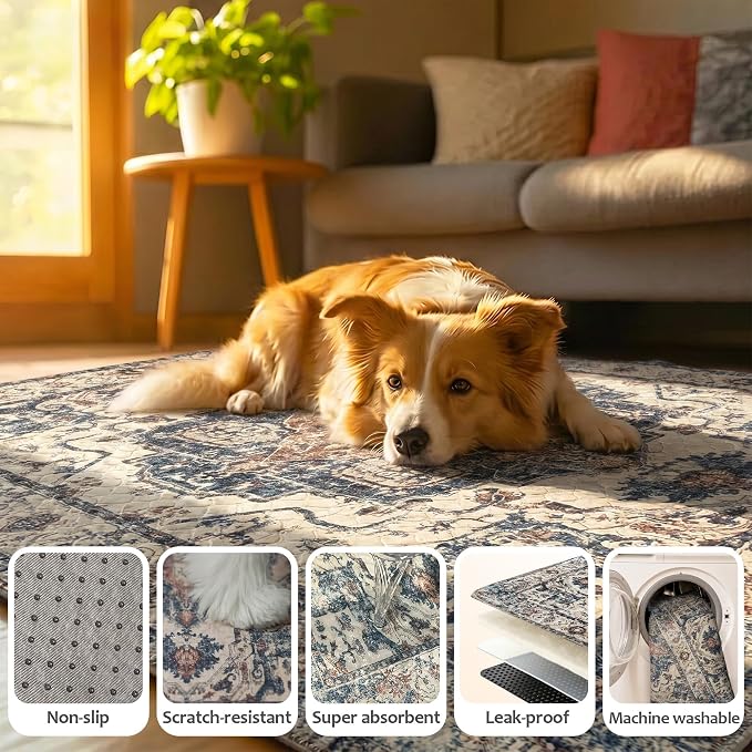 Washable Pee Pads for Dogs, Reusable Puppy Potty Training Pads, Ultra-Absorbent Thick Waterproof Leak-Proof Non-Slip Pads & Mat for Crate, Playpen, Floor, Whelping & Housebreaking , 2 Pack 24"x36"