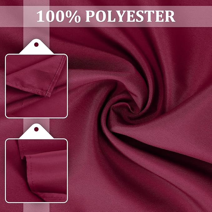 SuperO Set of 80 Cloth Napkins 17 x 17 Inch, Polyester Solid Washable Dinner Napkins with Hemmed Edges,Great for Restaurant, Wedding and Party(Burgundy)