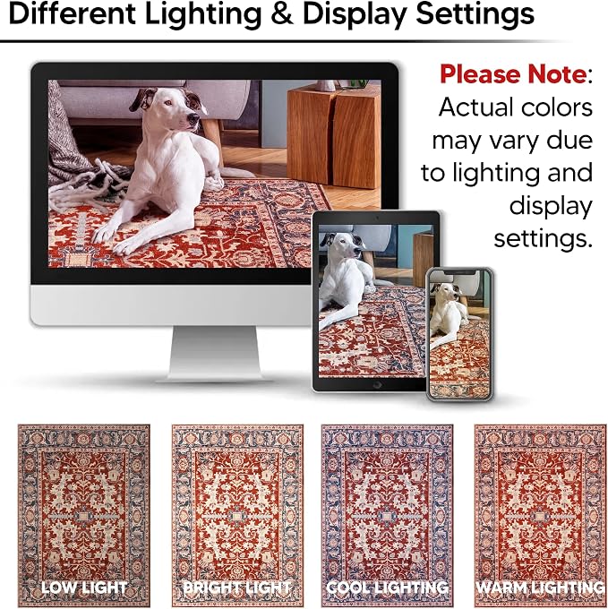 Keen Home Design 48"x72" Rug - Machine Washable Area Rug with Non-Slip Backing, Ideal for Living Room, Dining Room, Bedroom - Vintage, Easy Clean, Durable, Low Pile Rug - (4' x 6')