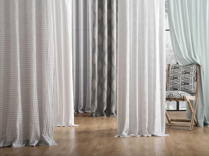 Archaeo - 54870 Washed 100% Cotton Twist Tab Curtain, 52" x 63" Panel, White