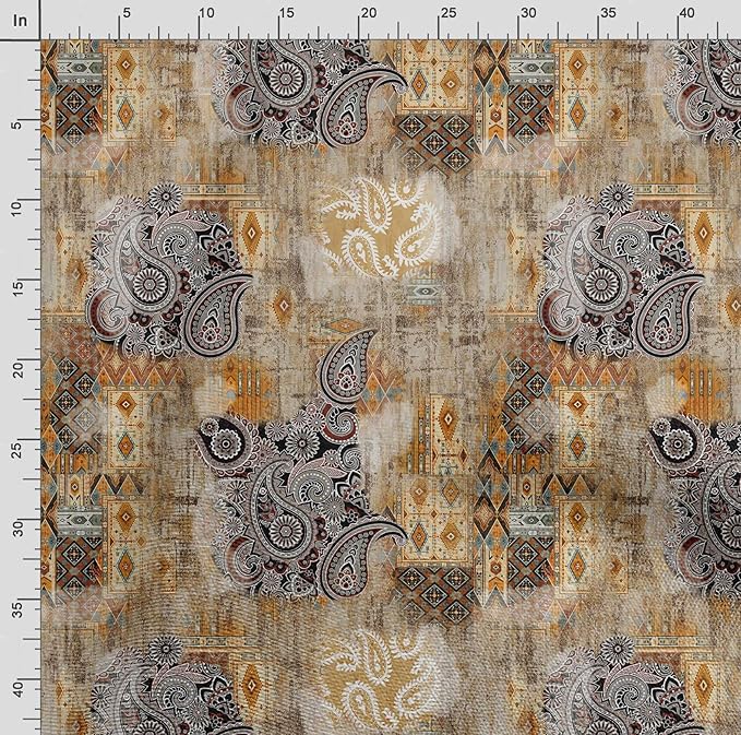 Soimoi Luxurious 58" Wide Orange - Asian Printed, Cotton Jersey Fabric - Perfect Material for Clothing, Home Decor, Craft Projects, 1 Yard
