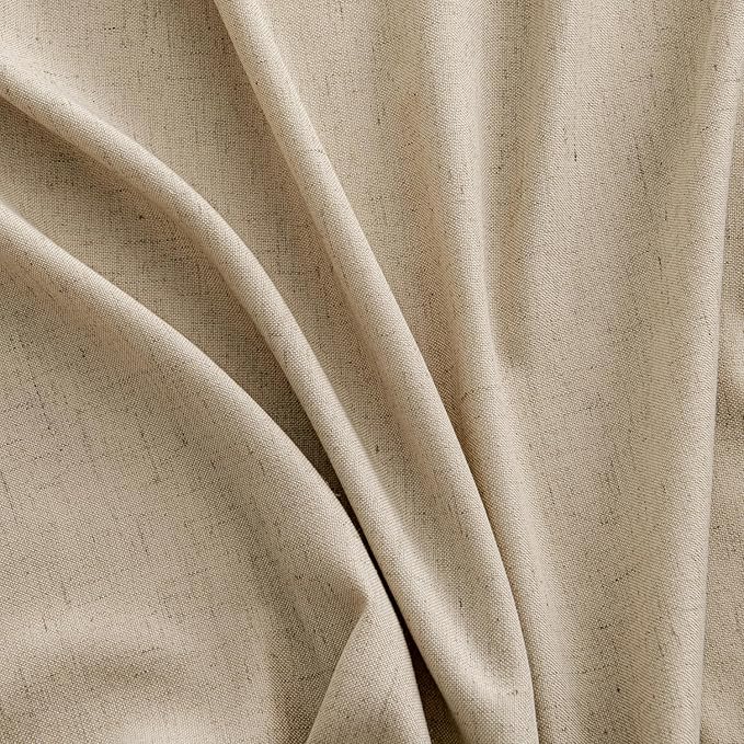MIULEE Non-See-Through Privacy Linen Curtains 2 Panels, Light Filtering Window Curtains Farn House Textured Back Tab Semi Sheer Drapes for Bedroom Living Room, 52 x 96 Inches Long, Copper Brown