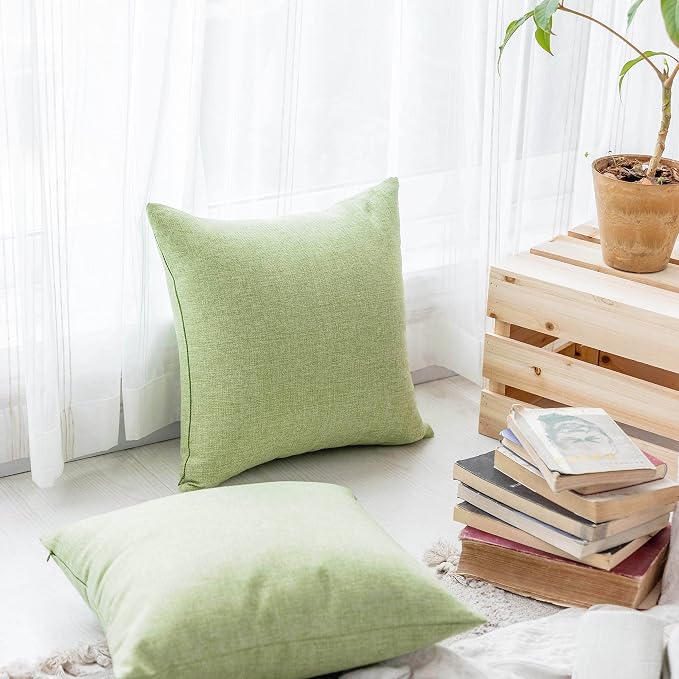 Home Brilliant Sage Green Pillow Covers Decor Textured Linen Throw Pillow Covers for Bed Couch Decor, 20x20 inch(50x50cm), Grass Green