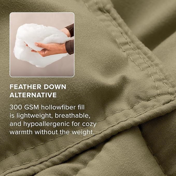 Bare Home Comforter Set - Full Size - Ultra-Soft - Goose Down Alternative - Premium 1800 Series - All Season Warmth (Full, Olive)