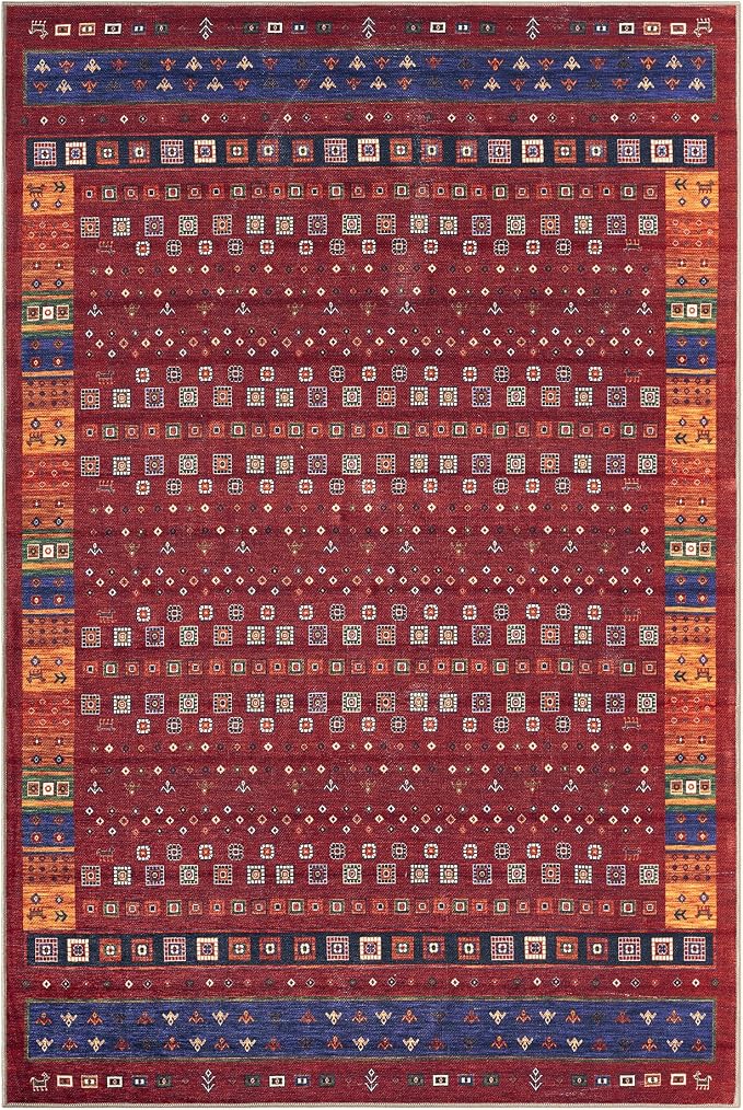 Keen Home Design 8x10 Rug - Machine Washable Area Rug with Non-Slip Backing, Ideal for Living Room, Dining Room, Bedroom - Vintage, Easy Clean, Durable, Low Pile Rug - (8' x 10')