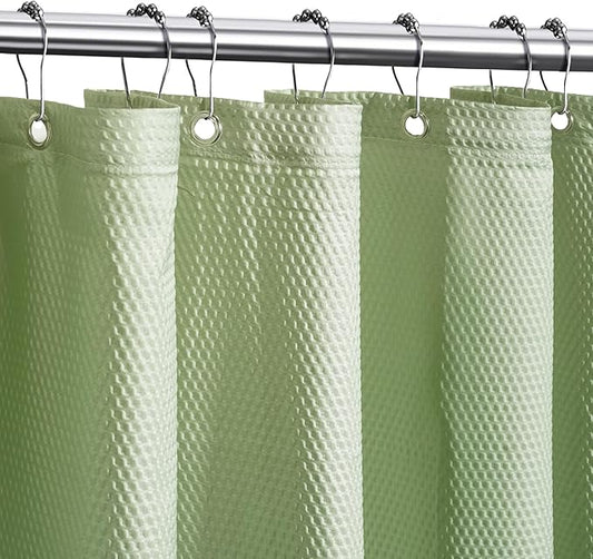 Tititex Solid Sage Green Cloth Fabric Shower Curtain Liner with 2 Magnets - Texture Soft Hotel Quality Waterproof Shower Liner, Light-Weight & Machine Washable 60x72 inch