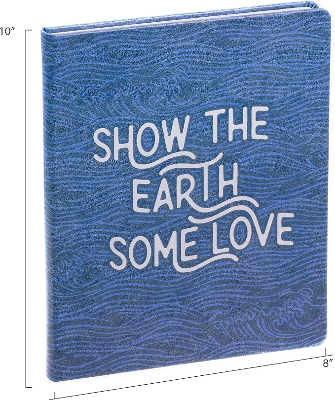 Eccolo Large Recycled Lined Journal Notebook with “Show The Earth Some Love” Embossed Hardcover, 256 Ruled Pages, Eco Friendly with Premium Recycled Paper, (8 x 10 inches)